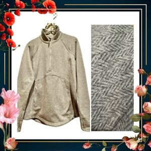 Women’s Kyodan Outdoor 1/2 zip top sweater - gray & white herringbone Medium